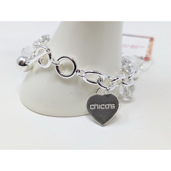 Chico's Jewelry - Chico's VIP Charmed Life Bracelet Silver Tone Beaded Charm 8" New